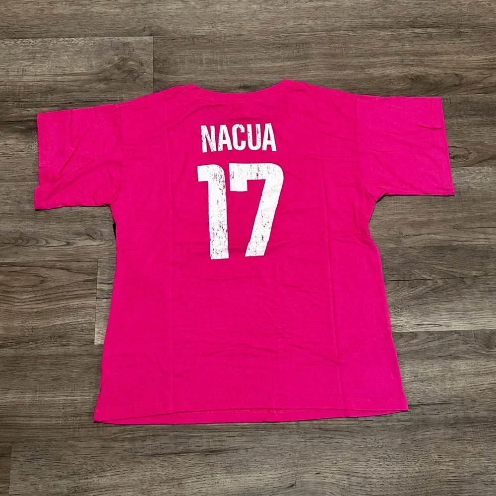 LA Rams Puka Nacua #17 Majestic Threads Pink T-Shirt Womens Size Large NWT - Picture 2 of 6
